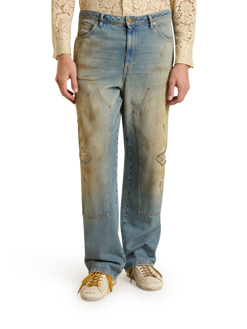 SAND WASH JEANS WITH A DISTRESSED EFFECT
