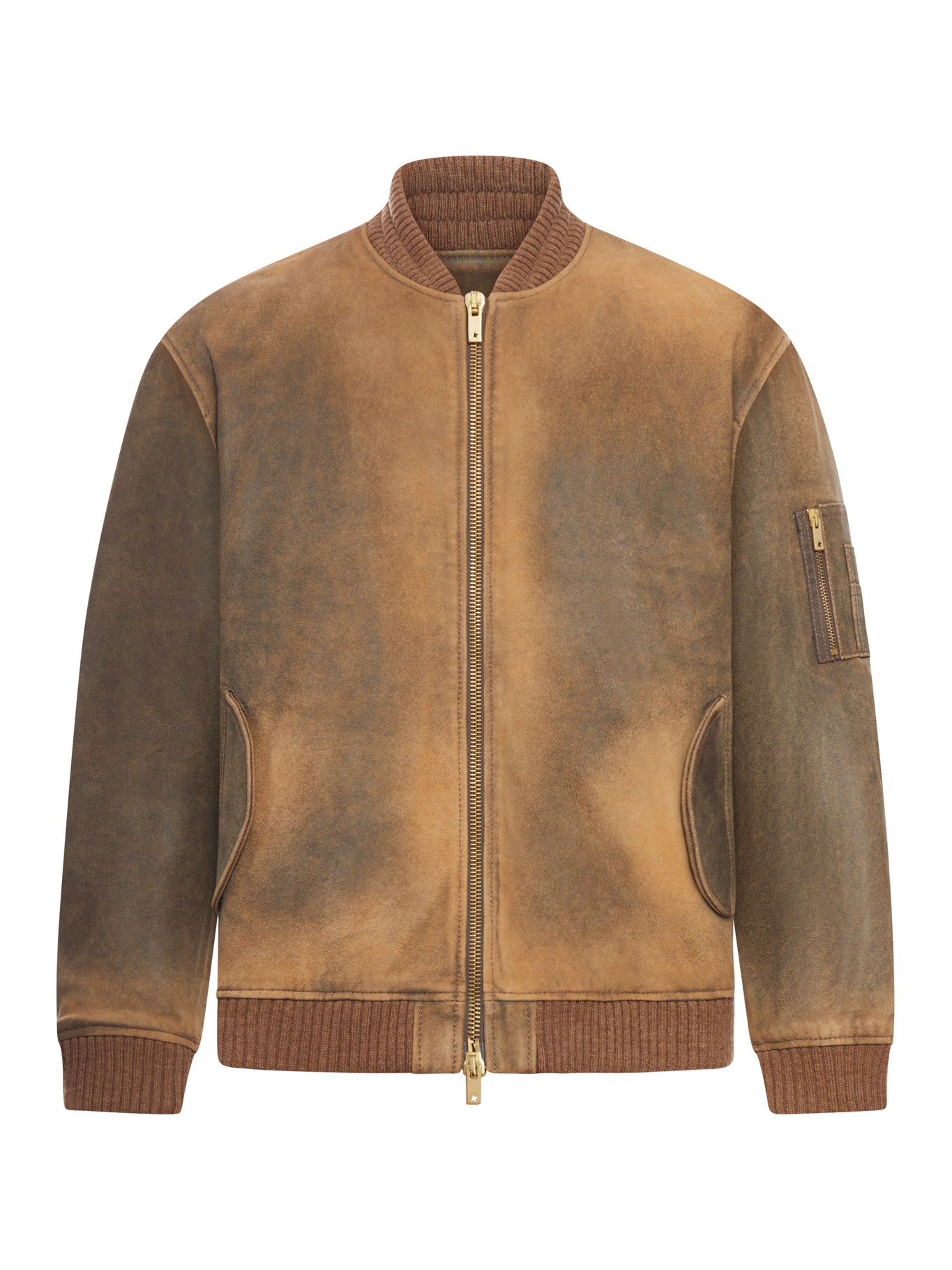 BROWN LEATHER JACKET WITH LIVED-IN EFFECT