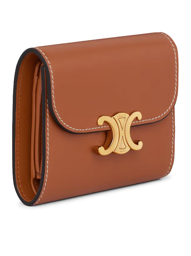 TRIOMPHE SMALL FLAP WALLET IN LEATHER
