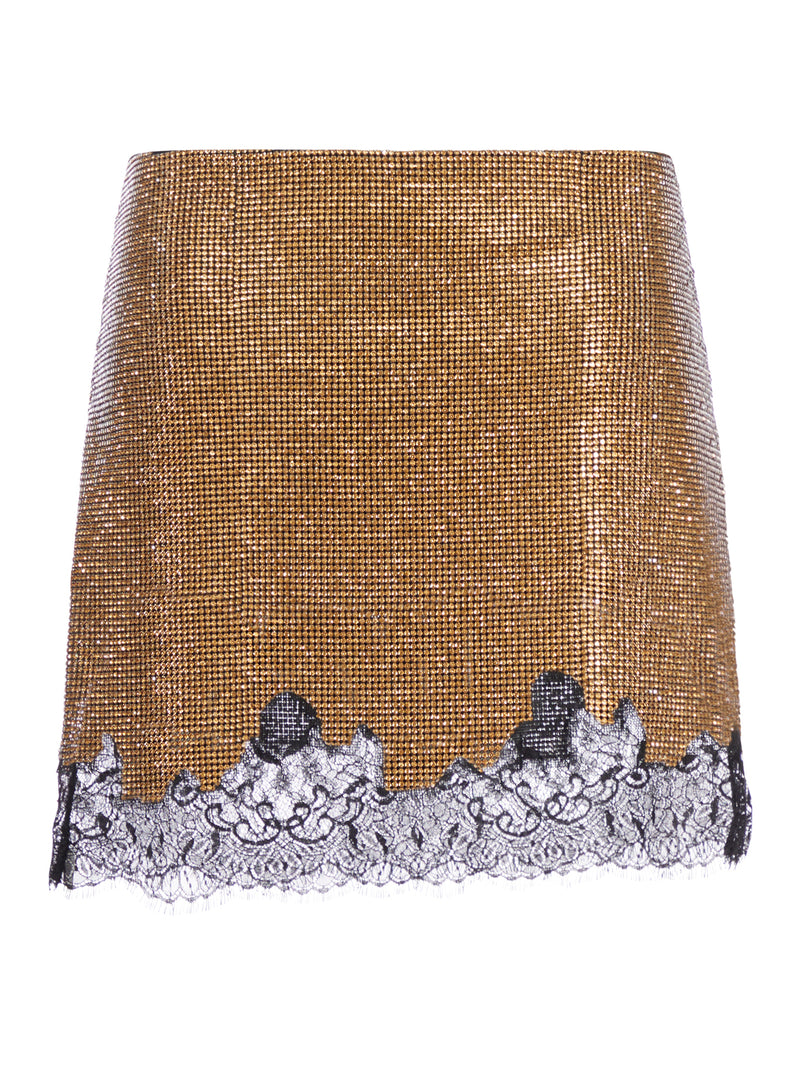 CHAIN LINE MINI SKIRT WITH CRYSTALS