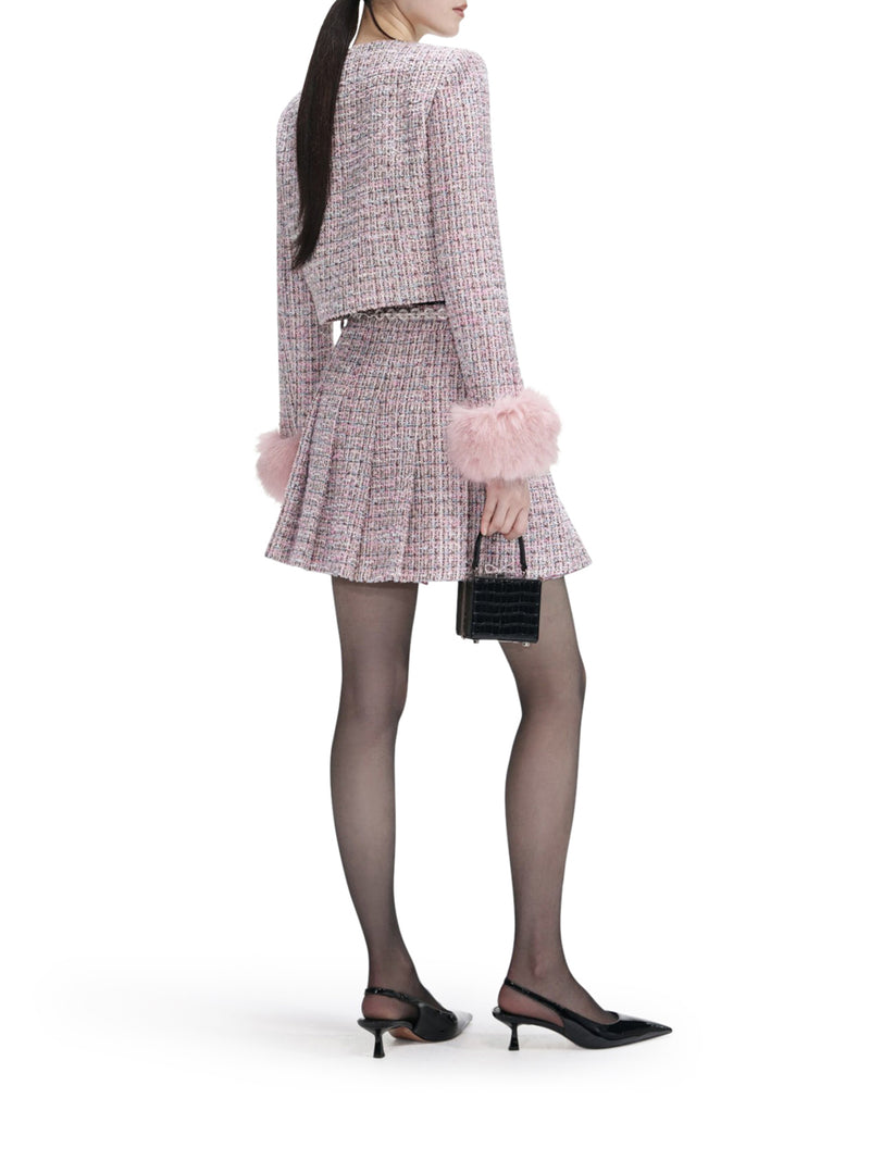 BOUCLE MINI SKIRT WITH CRYSTAL BELT