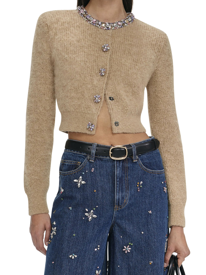ALPACA CARDIGAN WITH JEWEL DECORATIONS