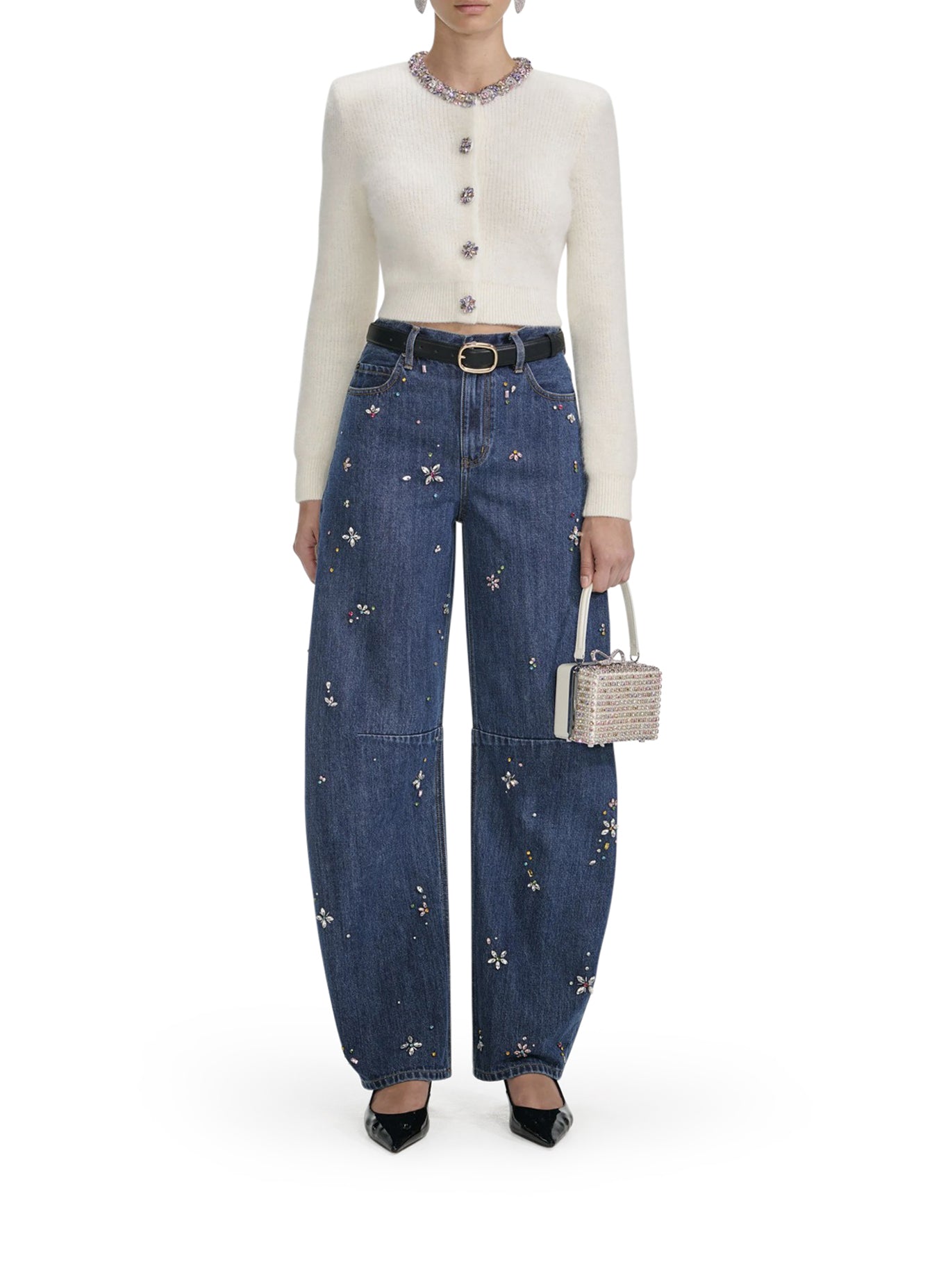 ALPACA CARDIGAN WITH JEWEL DECORATIONS