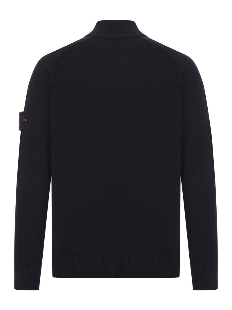 WOOL SWEATER WITH ZIP AND LOGO