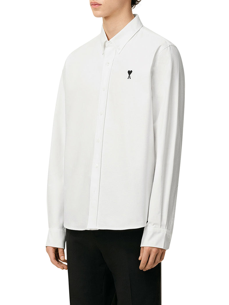 WHITE COTTON SHIRT WITH AMI DE COEUR LOGO