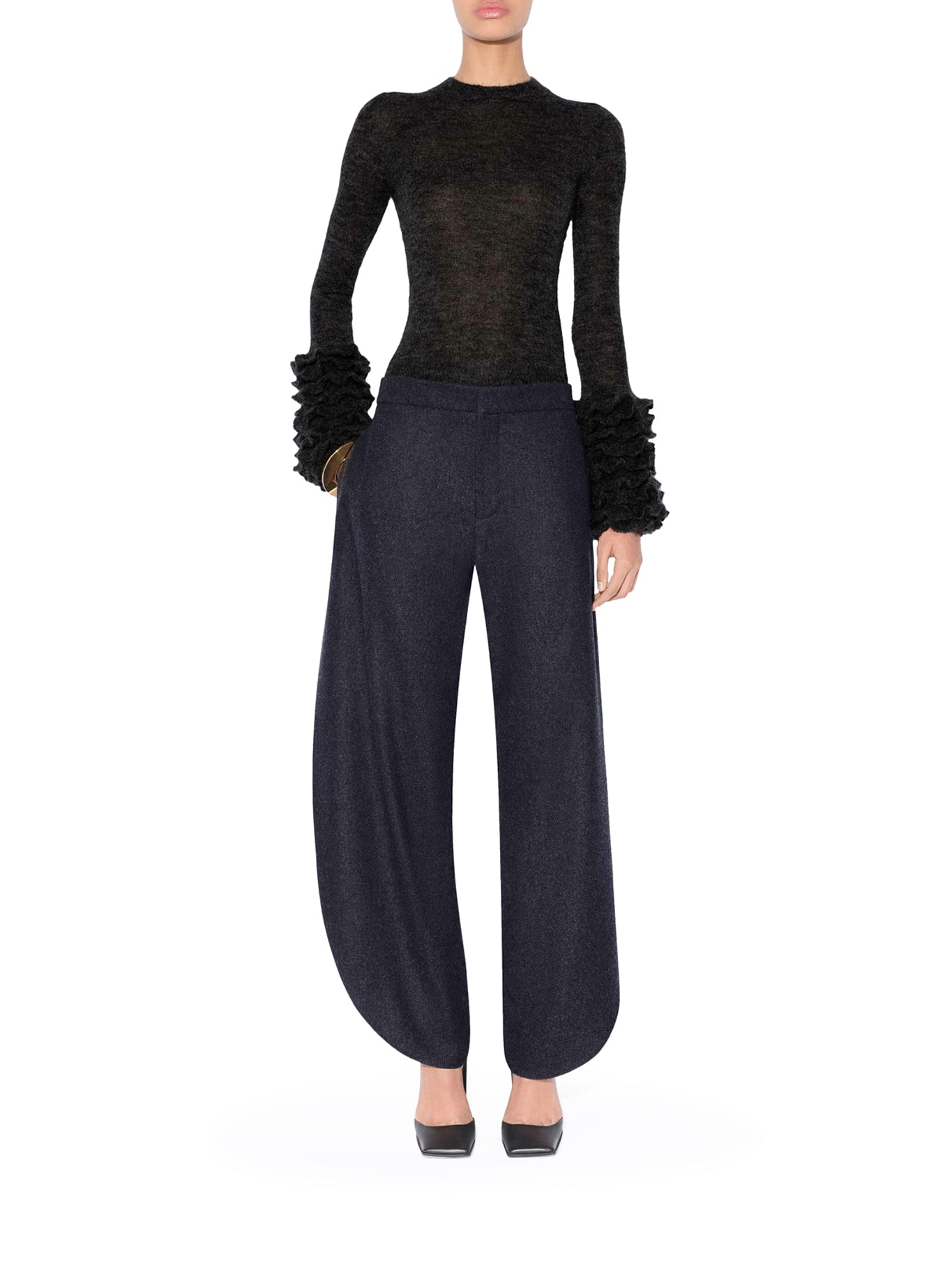 MOHAIR PULLOVER WITH RUFFLES