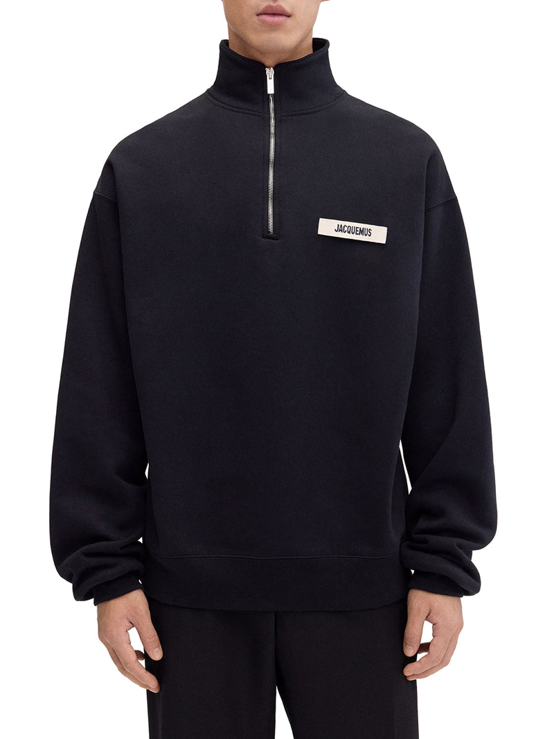 GROS GRAIN SWEATSHIRT WITH ZIP NECK