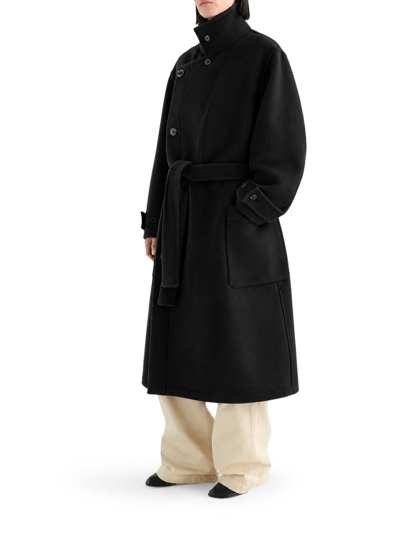 LONG WOOL COAT WITH BELT