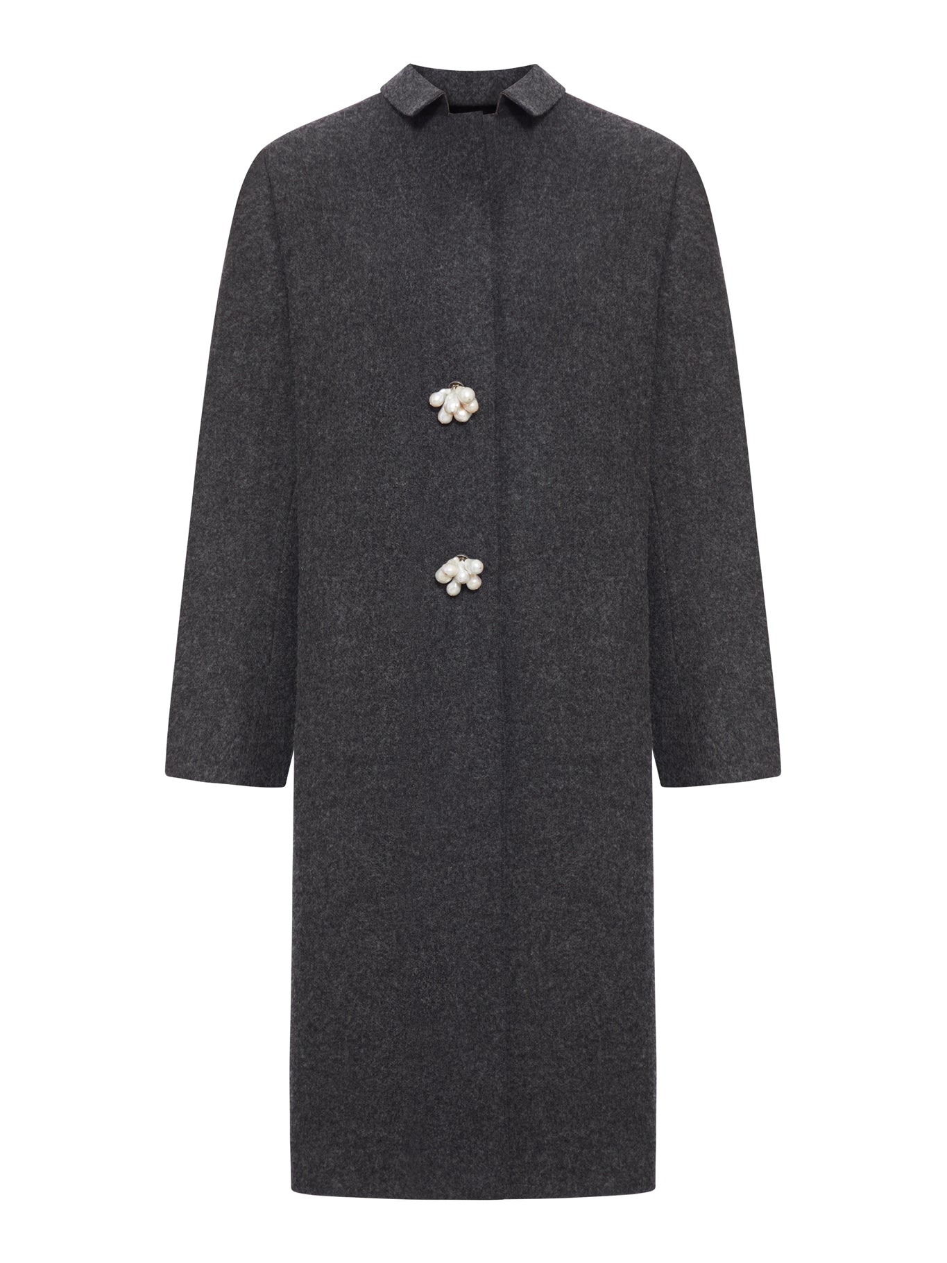 SHETLAND WOOL COAT WITH JEWEL BUTTONS