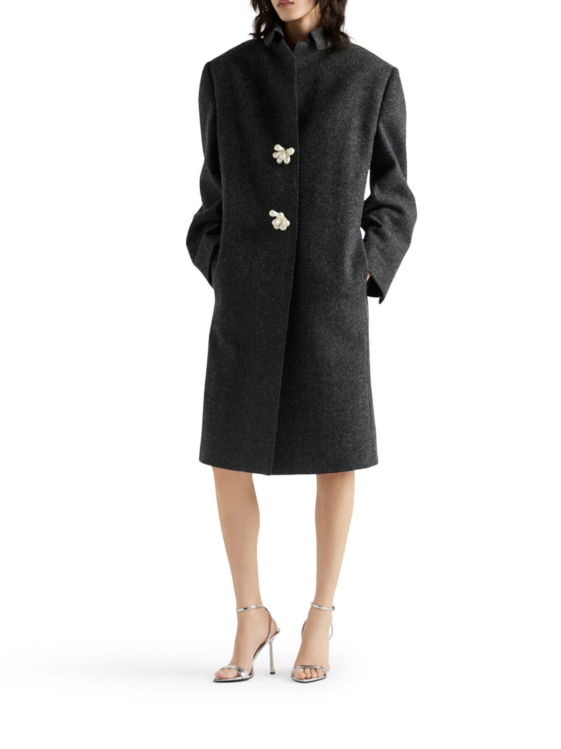 SHETLAND WOOL COAT WITH JEWEL BUTTONS