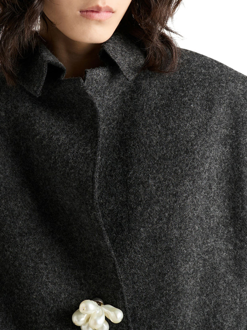 SHETLAND WOOL COAT WITH JEWEL BUTTONS