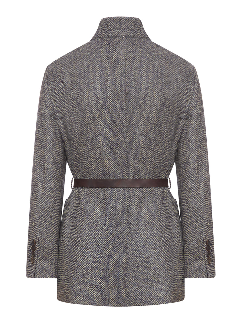 CASHMERE JACKET WITH LEATHER BELT
