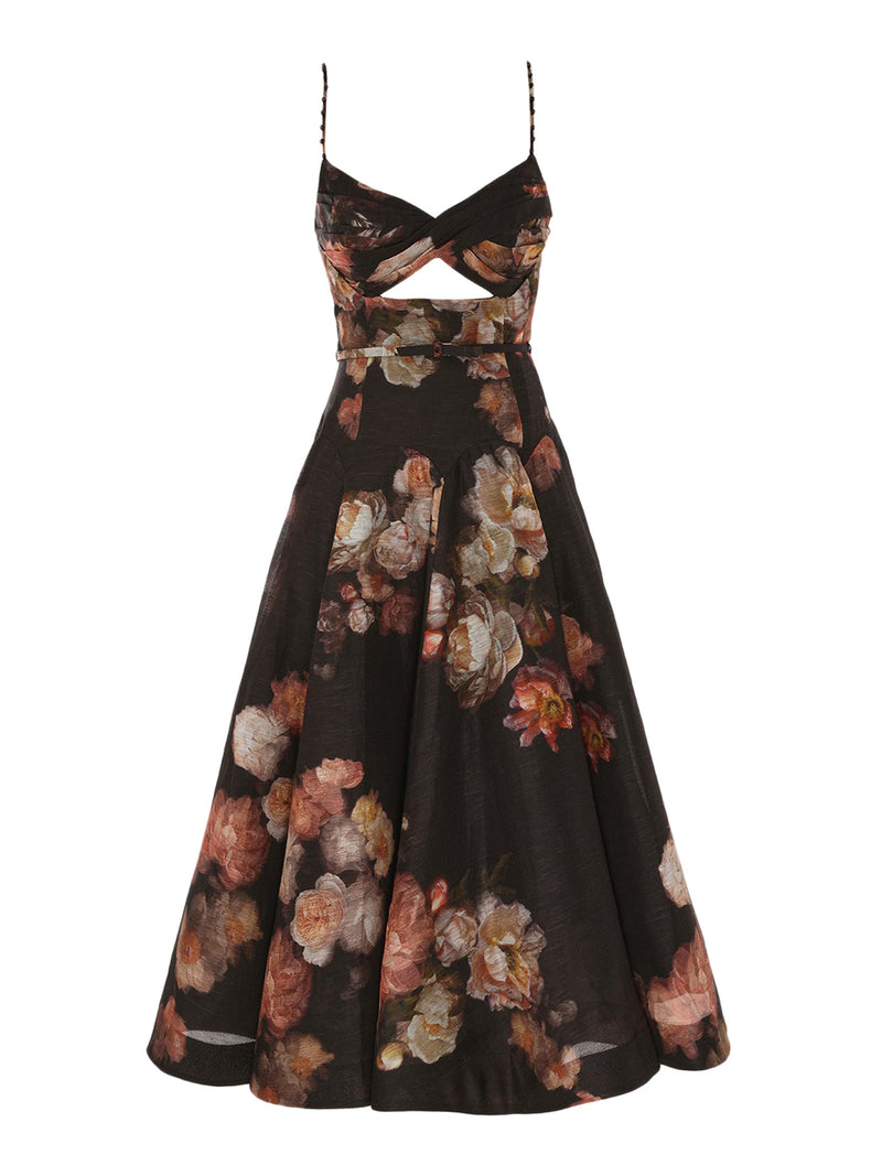 HYPNOTIC CROSSED MIDI DRESS