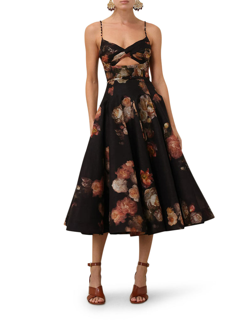 HYPNOTIC CROSSED MIDI DRESS