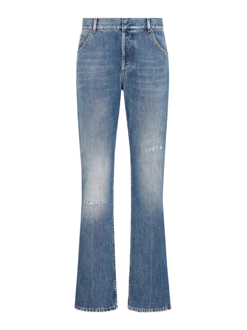 BLUE STONEWASHED COTTON DENIM JEANS
