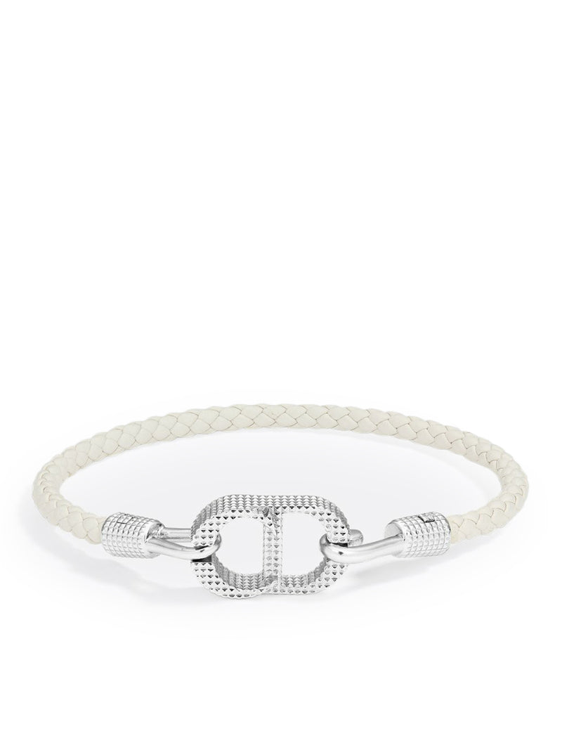 CD ICON WOVEN LEATHER BRACELET