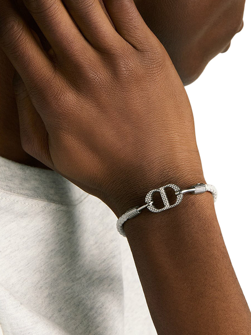 CD ICON WOVEN LEATHER BRACELET