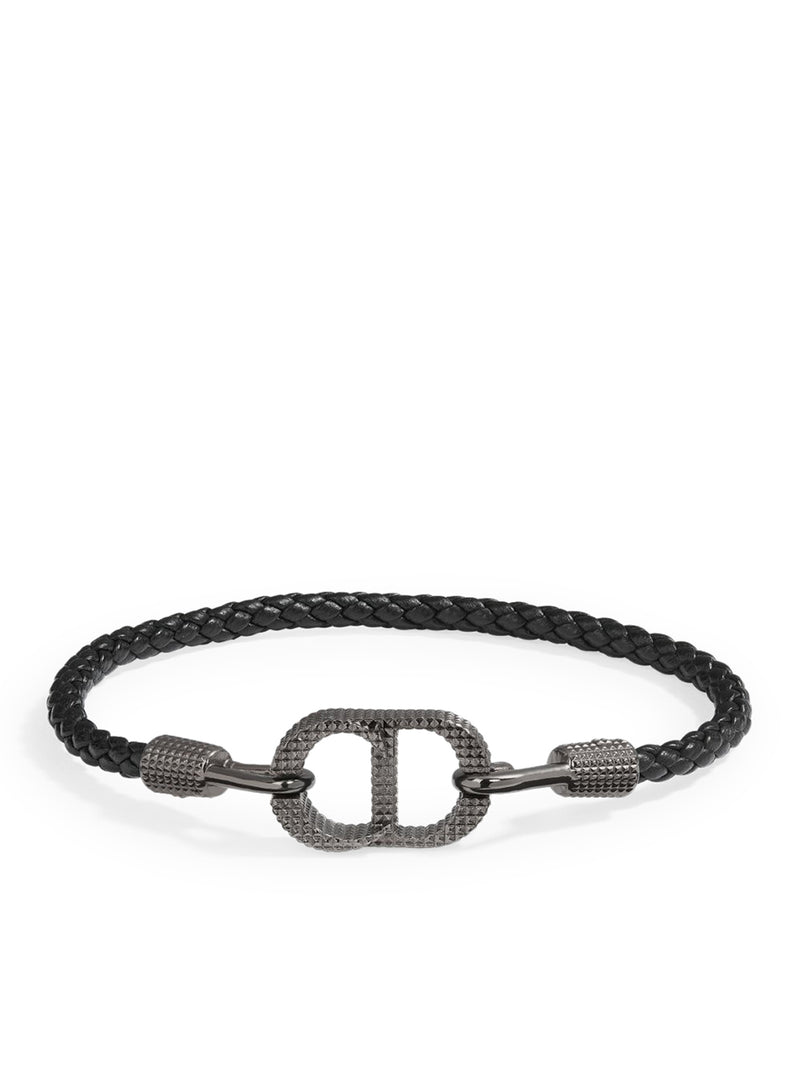 CD ICON WOVEN LEATHER BRACELET