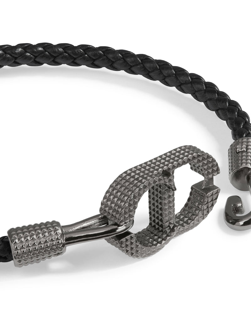 CD ICON WOVEN LEATHER BRACELET