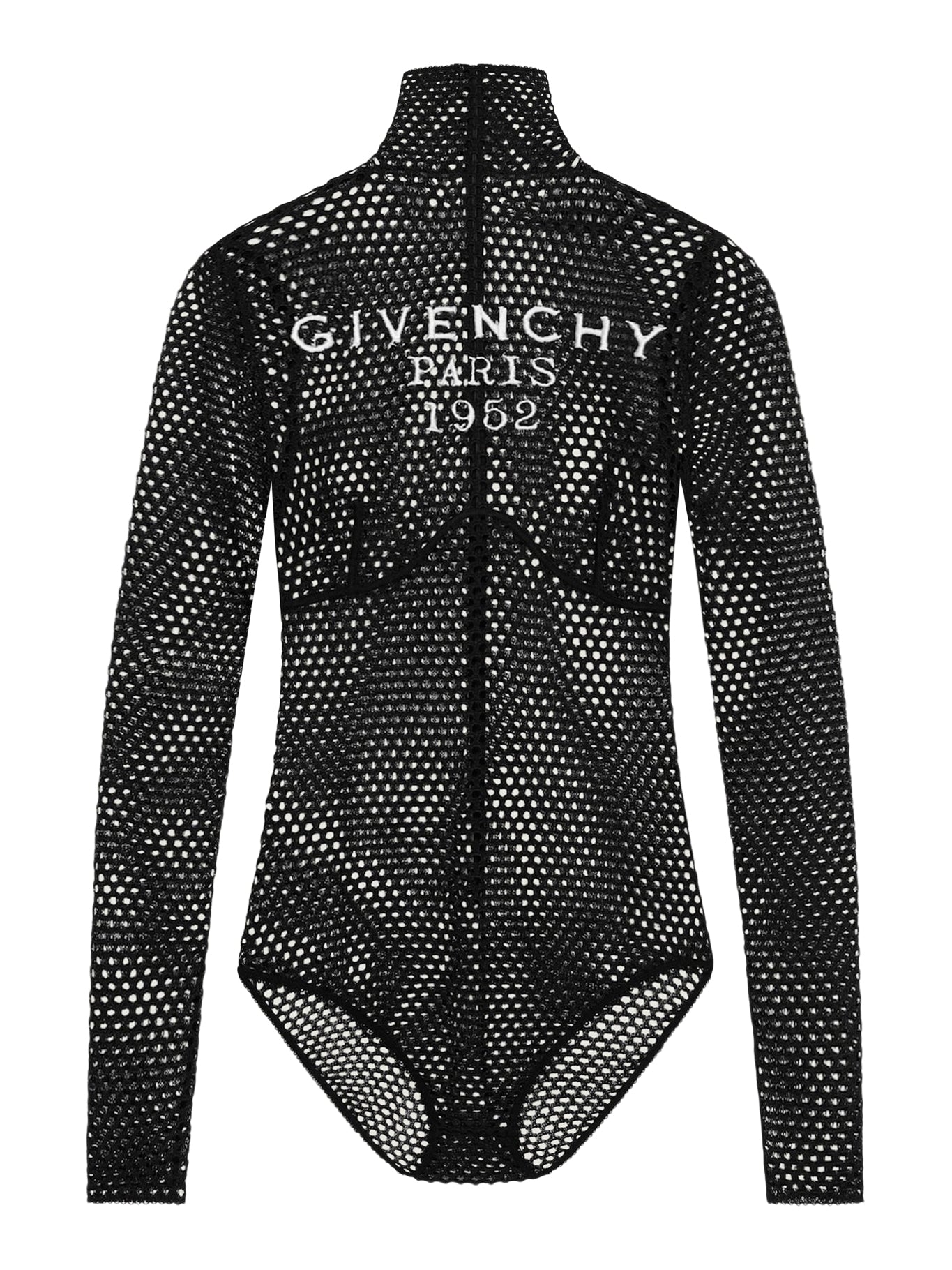 MESH BODYSUIT WITH EMBROIDERED LOGO
