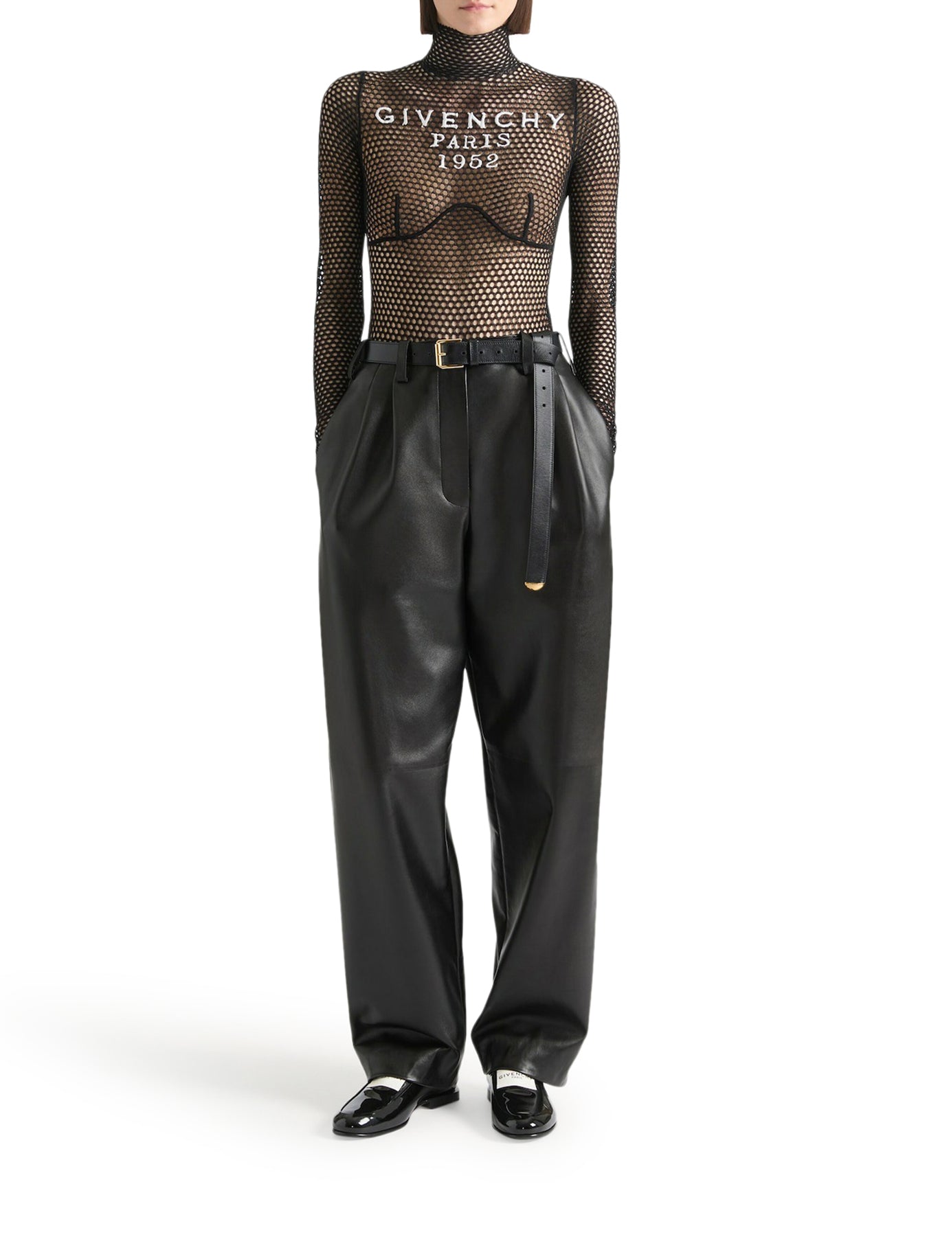 MESH BODYSUIT WITH EMBROIDERED LOGO