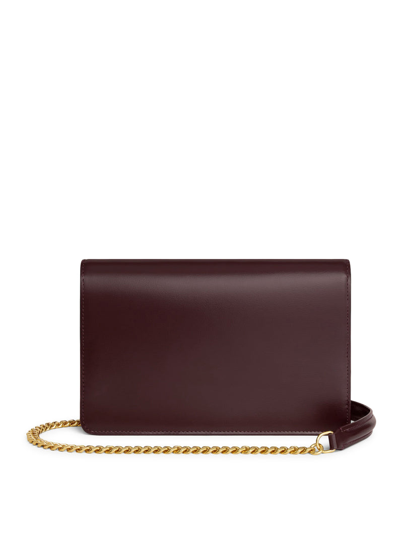 MARGO CLUTCH WITH CHAIN IN BLACK POLISHED CALFSKIN
