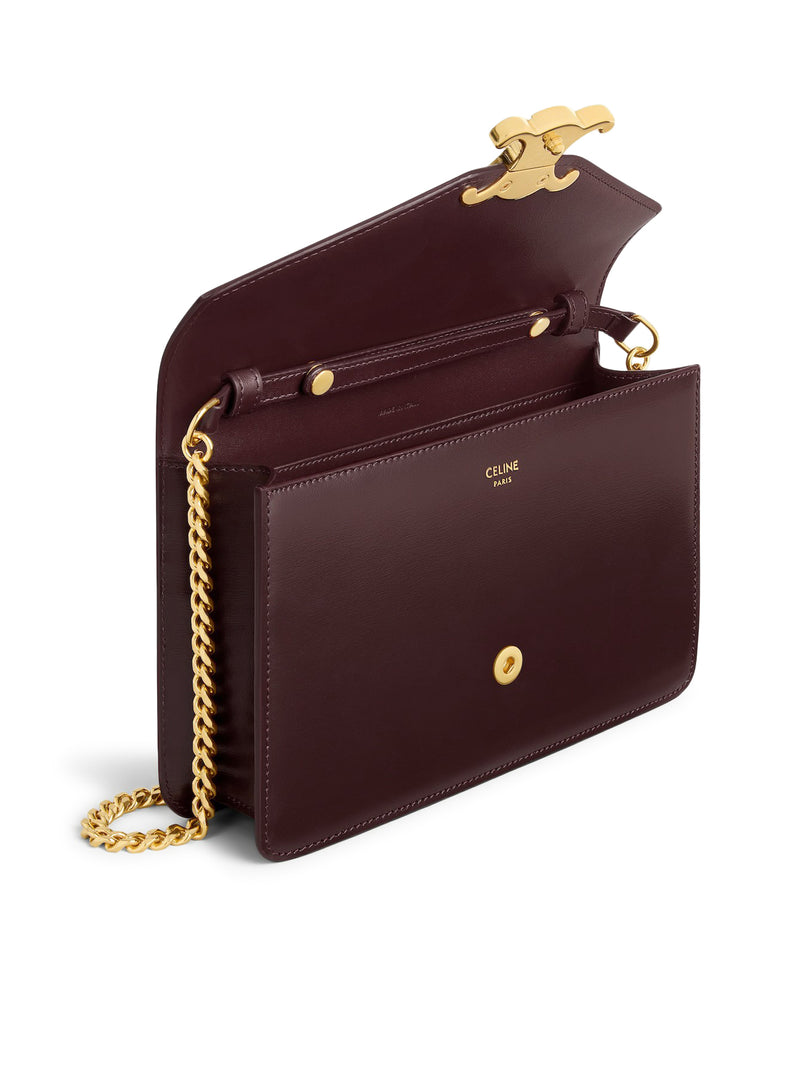 MARGO CLUTCH WITH CHAIN IN BLACK POLISHED CALFSKIN
