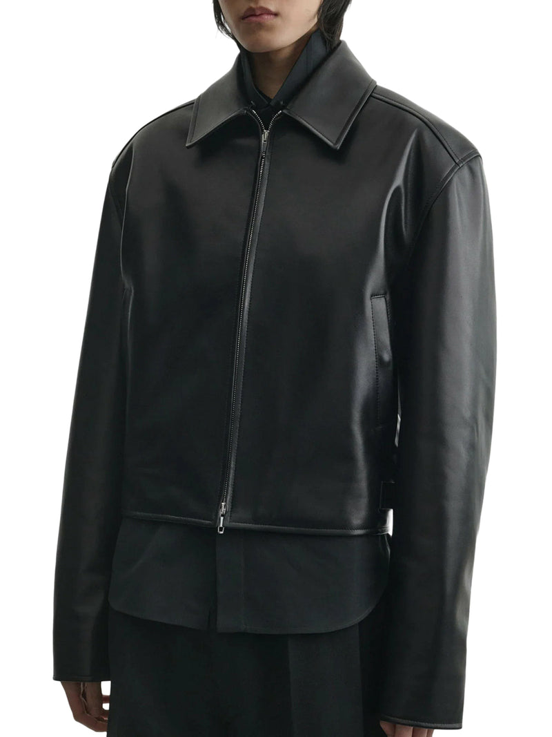 SHORT LEATHER AVIATOR JACKET