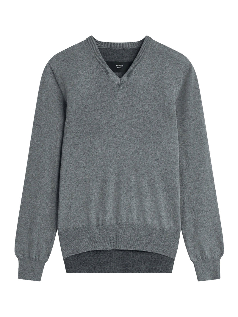 V-NECK BACK WOOL SWEATER