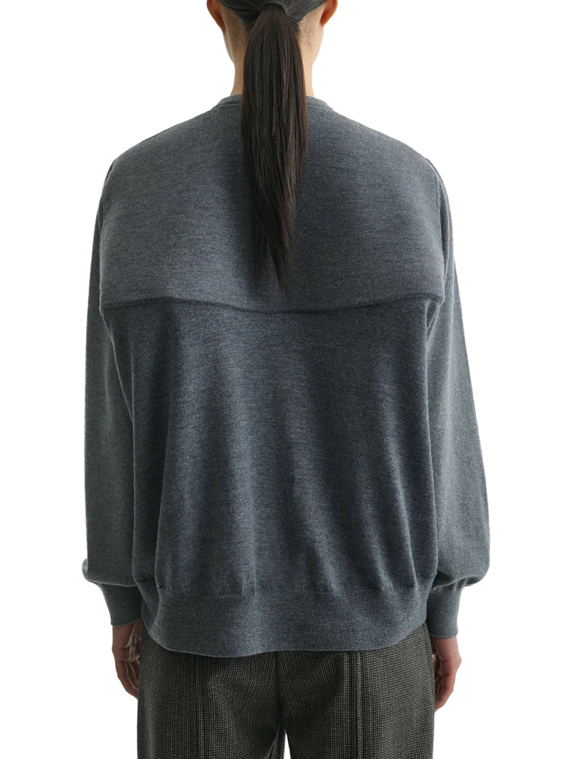 V-NECK BACK WOOL SWEATER
