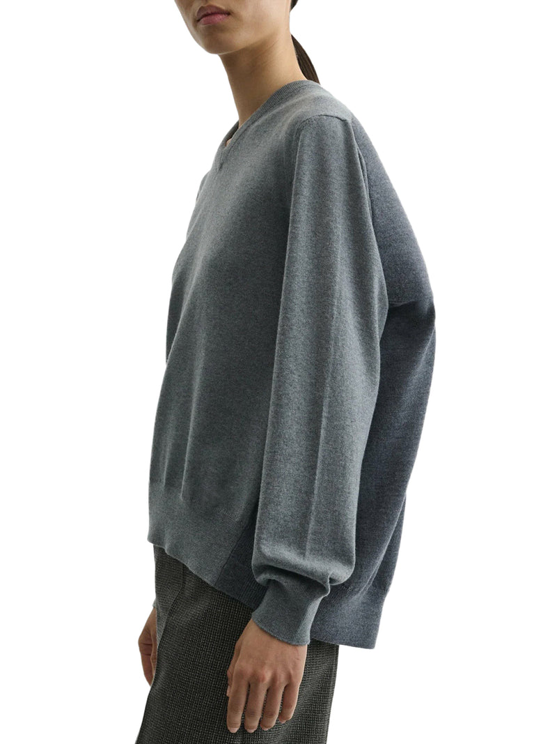 V-NECK BACK WOOL SWEATER