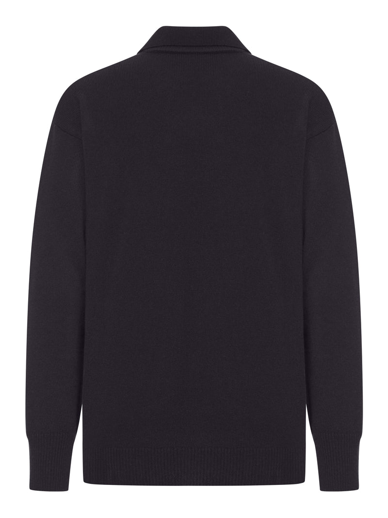 V-NECK WOOL POLO SHIRT