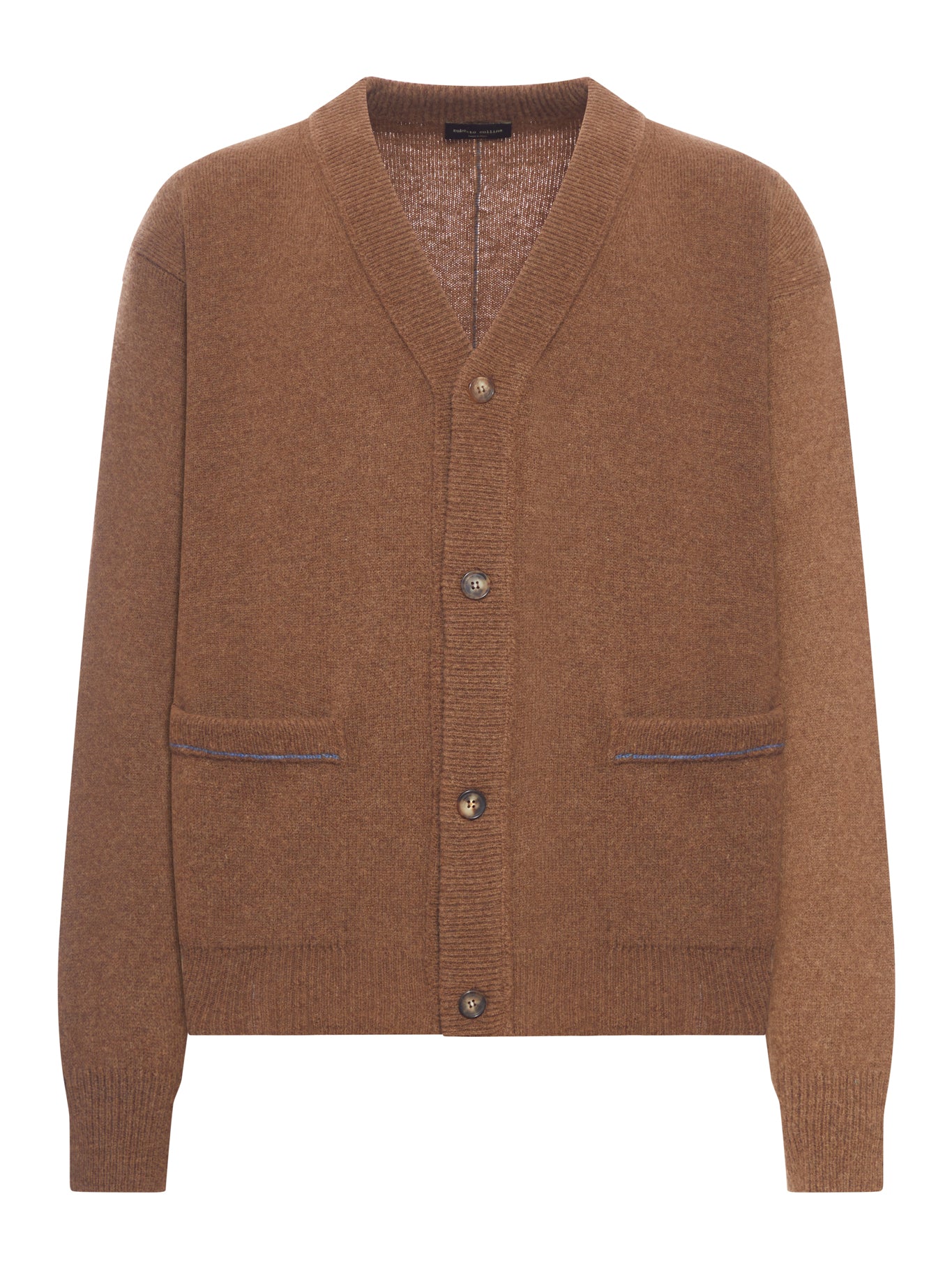 WOOL CARDIGAN WITH CONTRAST STITCHING