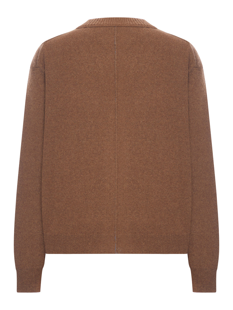 WOOL CARDIGAN WITH CONTRAST STITCHING