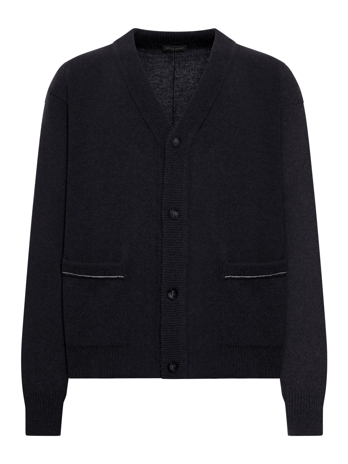 WOOL CARDIGAN WITH CONTRAST STITCHING