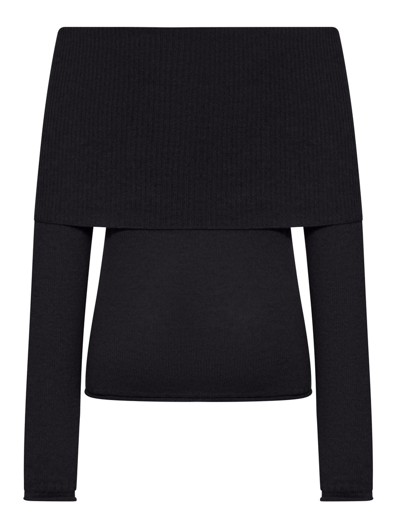RIBBED BOAT NECK SWEATER