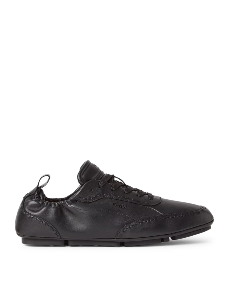 FENDI FIT LOW-TOP SNEAKERS IN BLACK LEATHER