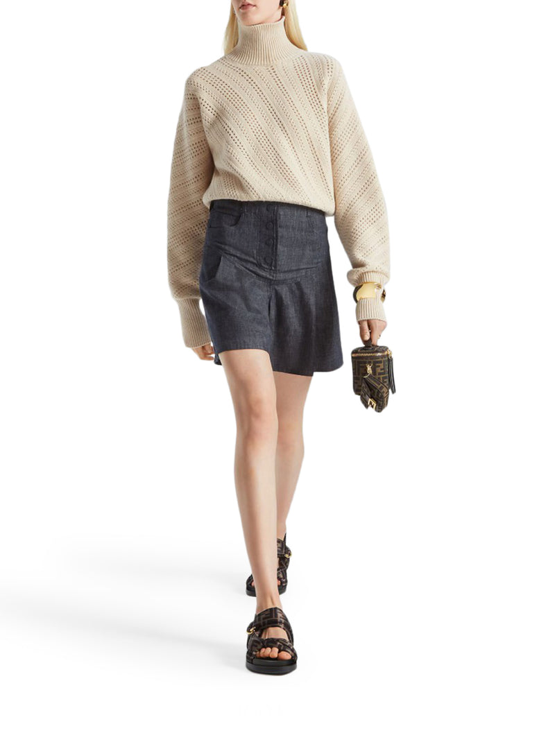 FENDI VANITY MINI BAG IN FF JACQUARD FABRIC, TOBACCO BROWN