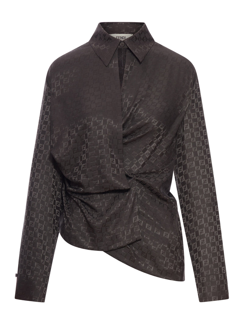 BROWN FF JACQUARD SILK SHIRT