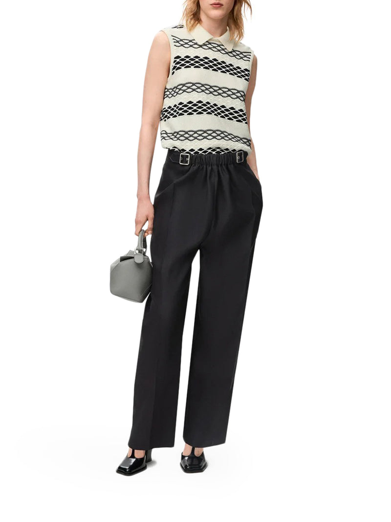 WOOL AND SILK TROUSERS WITH BELT