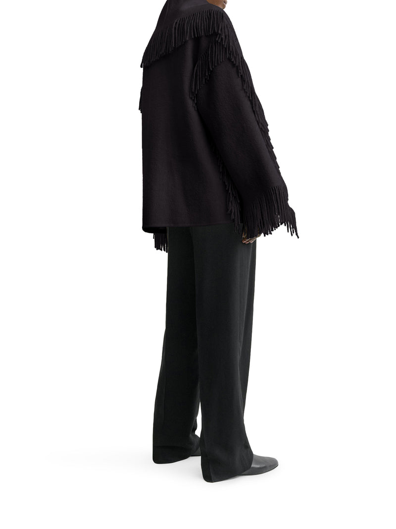 JACKET WITH FRINGED SCARF