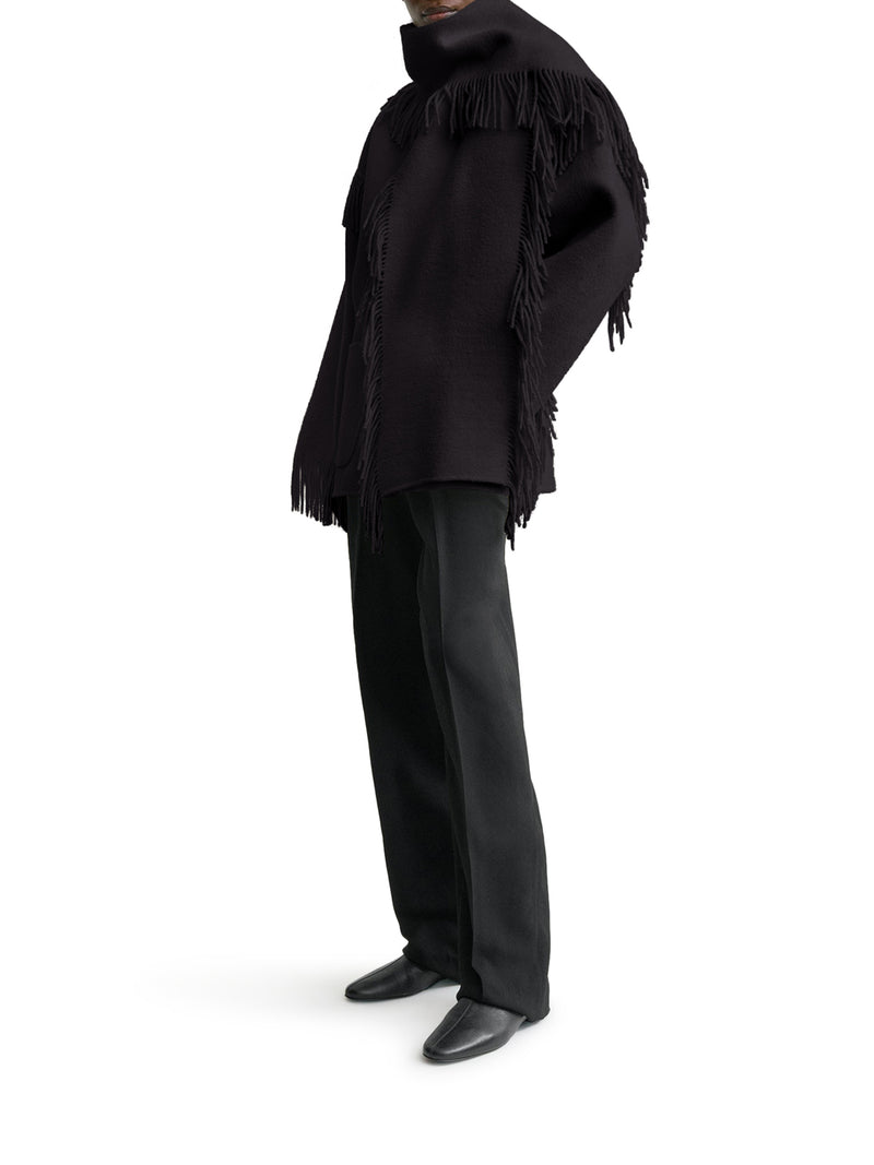 JACKET WITH FRINGED SCARF