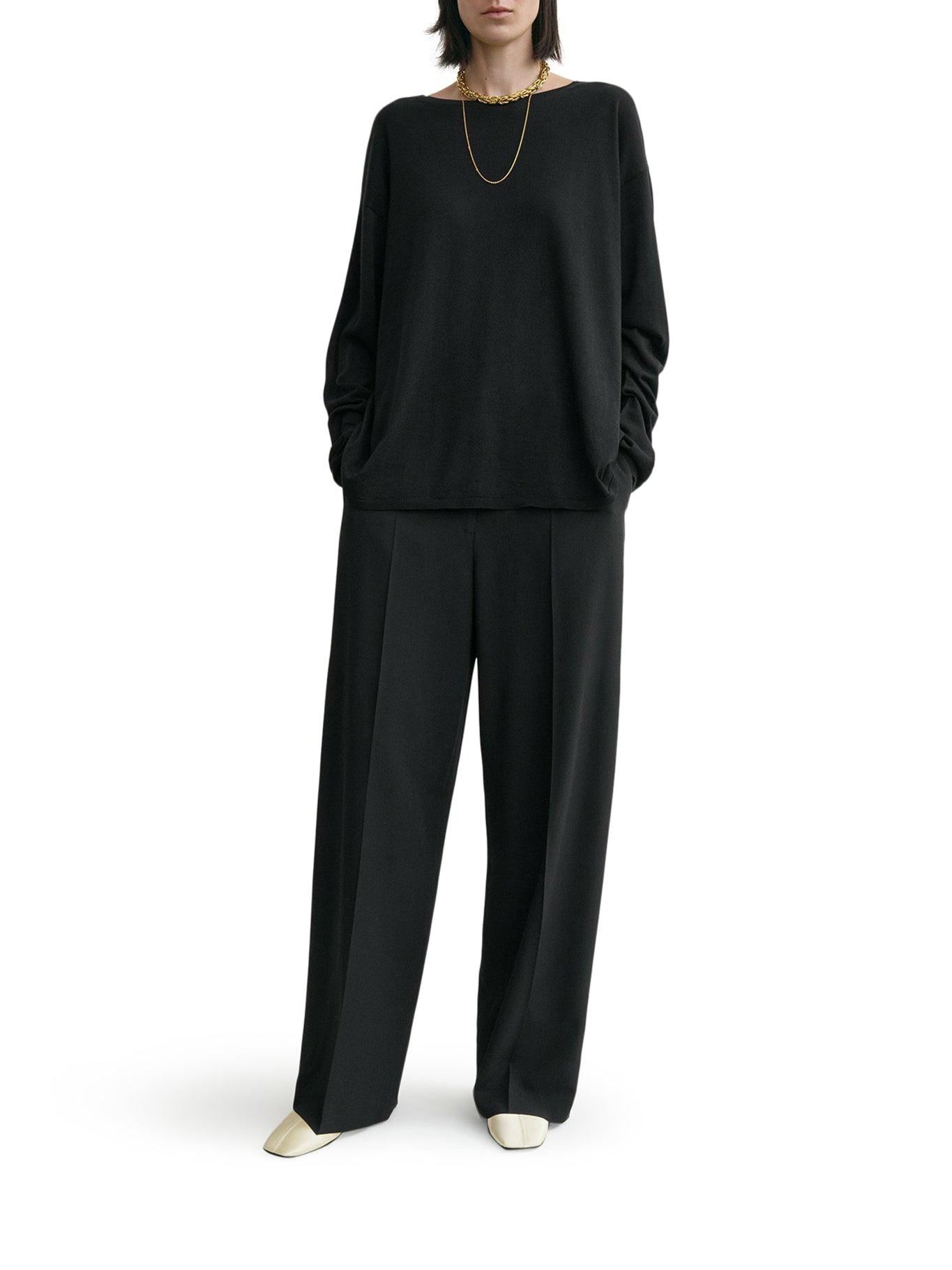 LONGLINE WOOL BLEND SWEATER