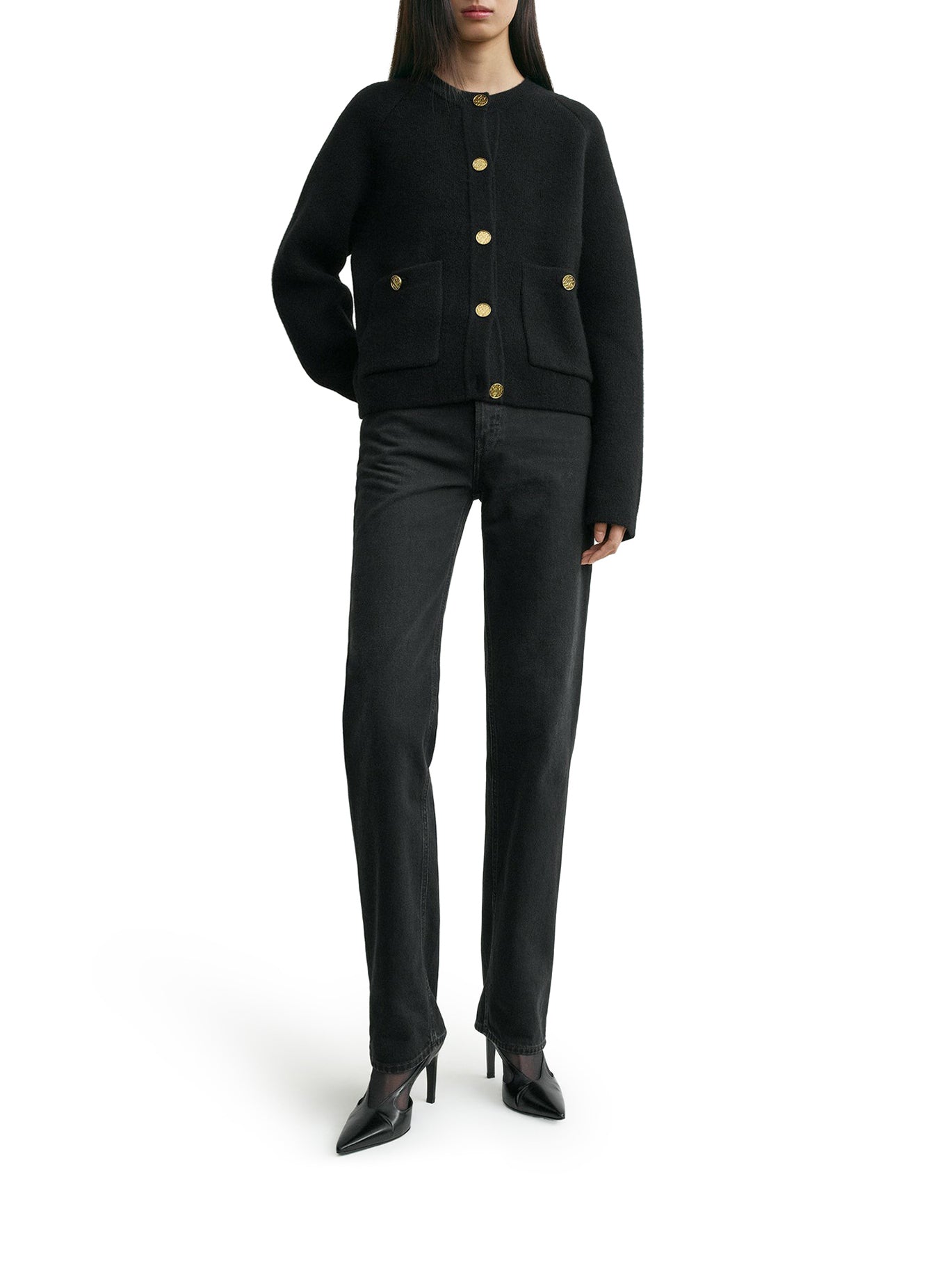 HAMMERED BUTTON CARDIGAN