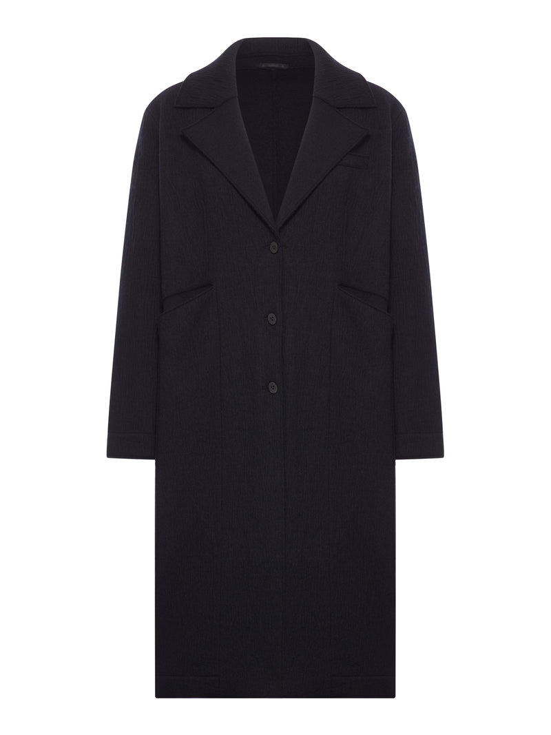 LONG SINGLE-BREASTED WOOL COAT