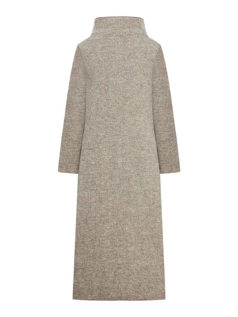 LONG SLIM FIT COAT IN BOILED WOOL KNIT
