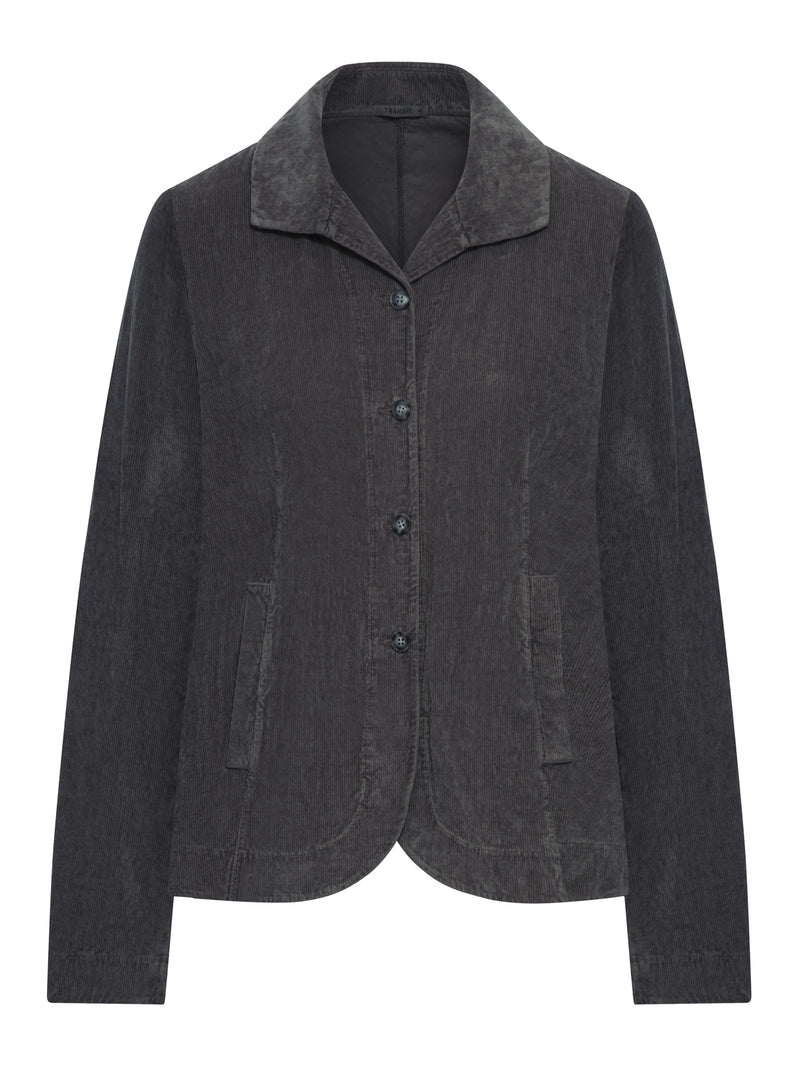 FLARED VELVET RIBBED JACKET