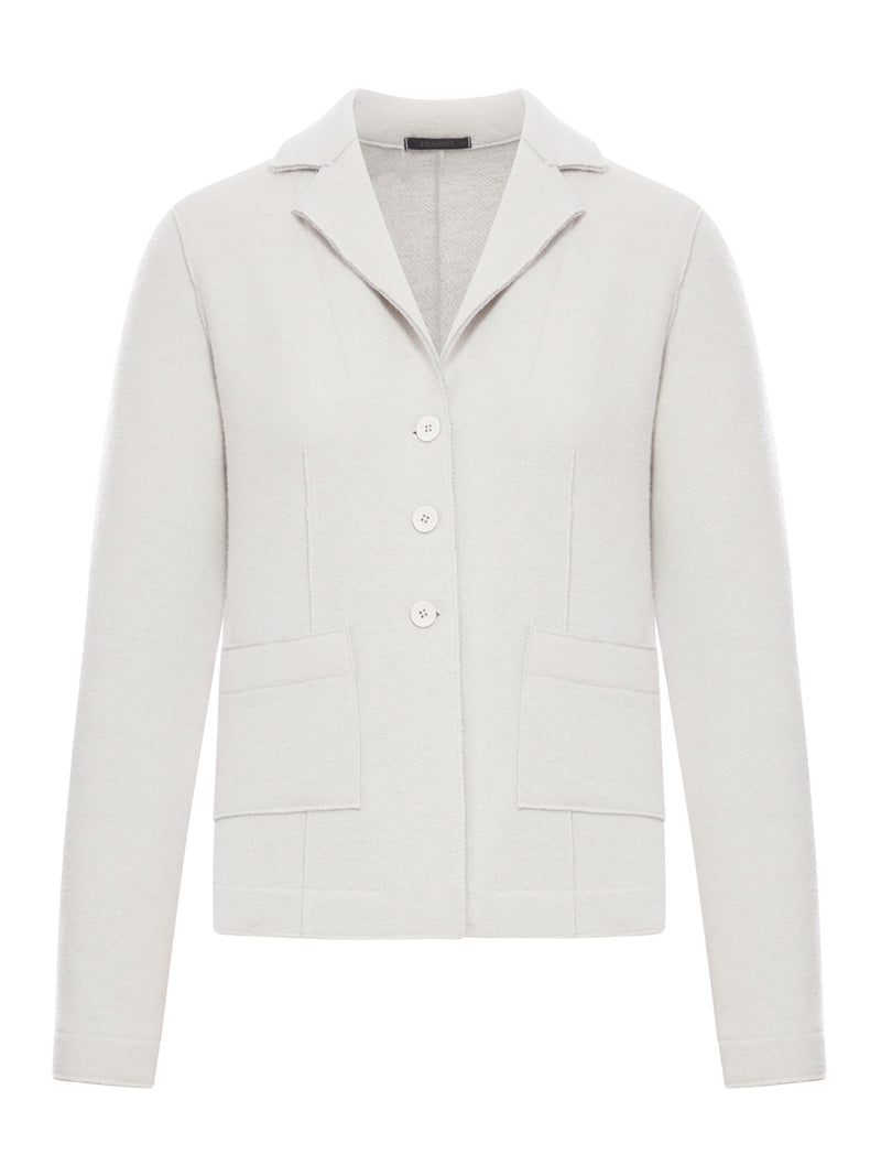 SHAPED WOOL JACKET WITH HERRINGBONE PATTERN INSIDE