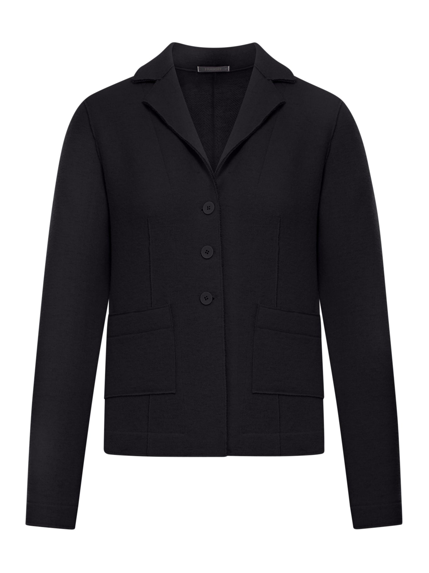 SHAPED WOOL JACKET WITH HERRINGBONE PATTERN INSIDE