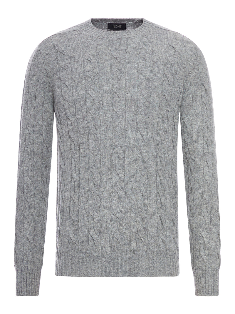 CABLE-KNIT WOOL CREW NECK
